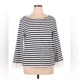 NWOT Feather-trim long-sleeve shirt